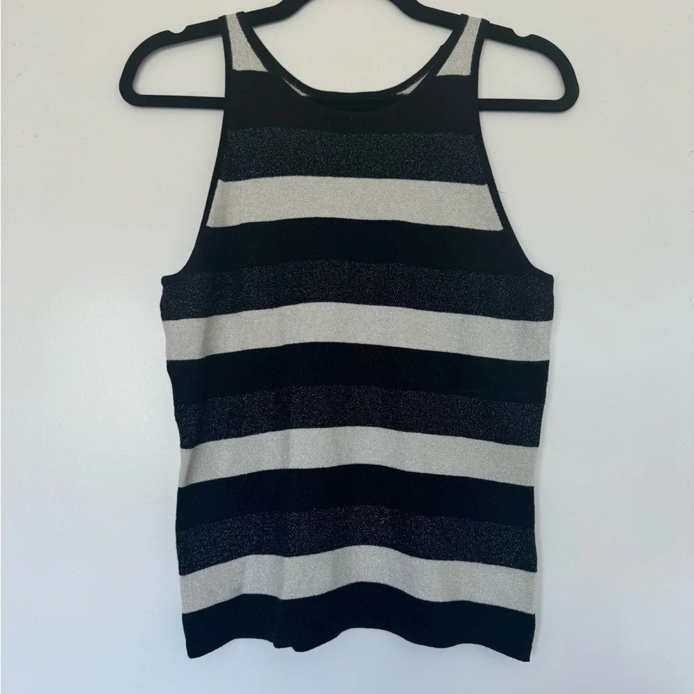 Vintage INC Black / White / Silver Sparkle Top